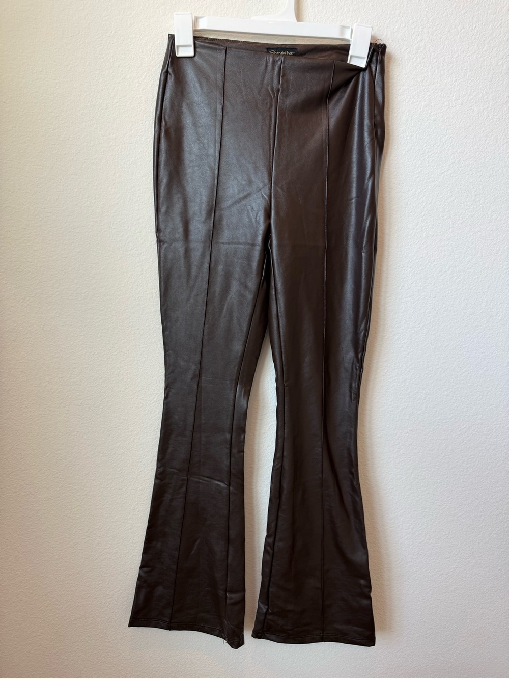Shinestar Faux Leather Pants - Dark Brown